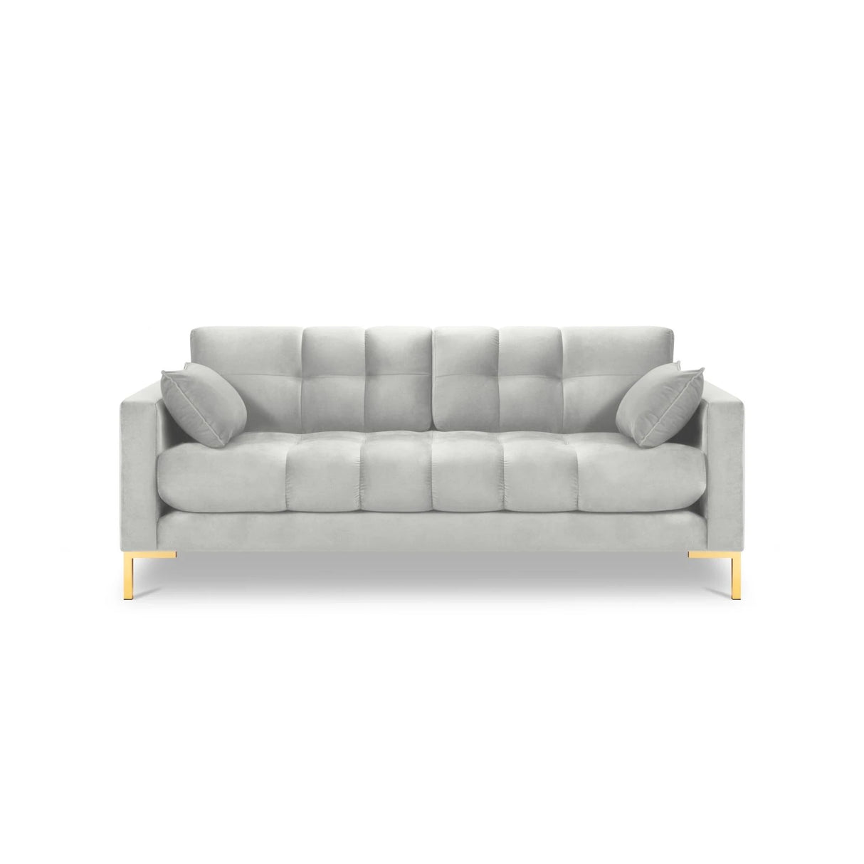 Mamaia 2-Sitzer Sofa, Beine Goldmetall, mit Bezug aus Samt (Blu03) in Silber, 152x96 cm – Bild 4