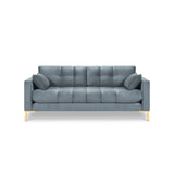 Mamaia 2-Sitzer Sofa, Beine Goldmetall, mit Bezug aus Samt (Blu06) in Hellblau, 152x96 cm – Bild 4