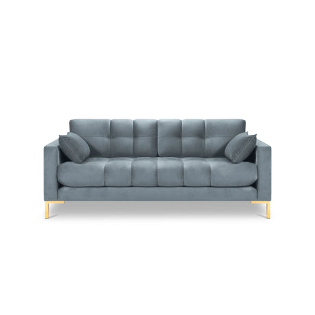 Mamaia 2-Sitzer Sofa, Beine Goldmetall, mit Bezug aus Samt (Blu06) in Hellblau, 152x96 cm – Bild 4