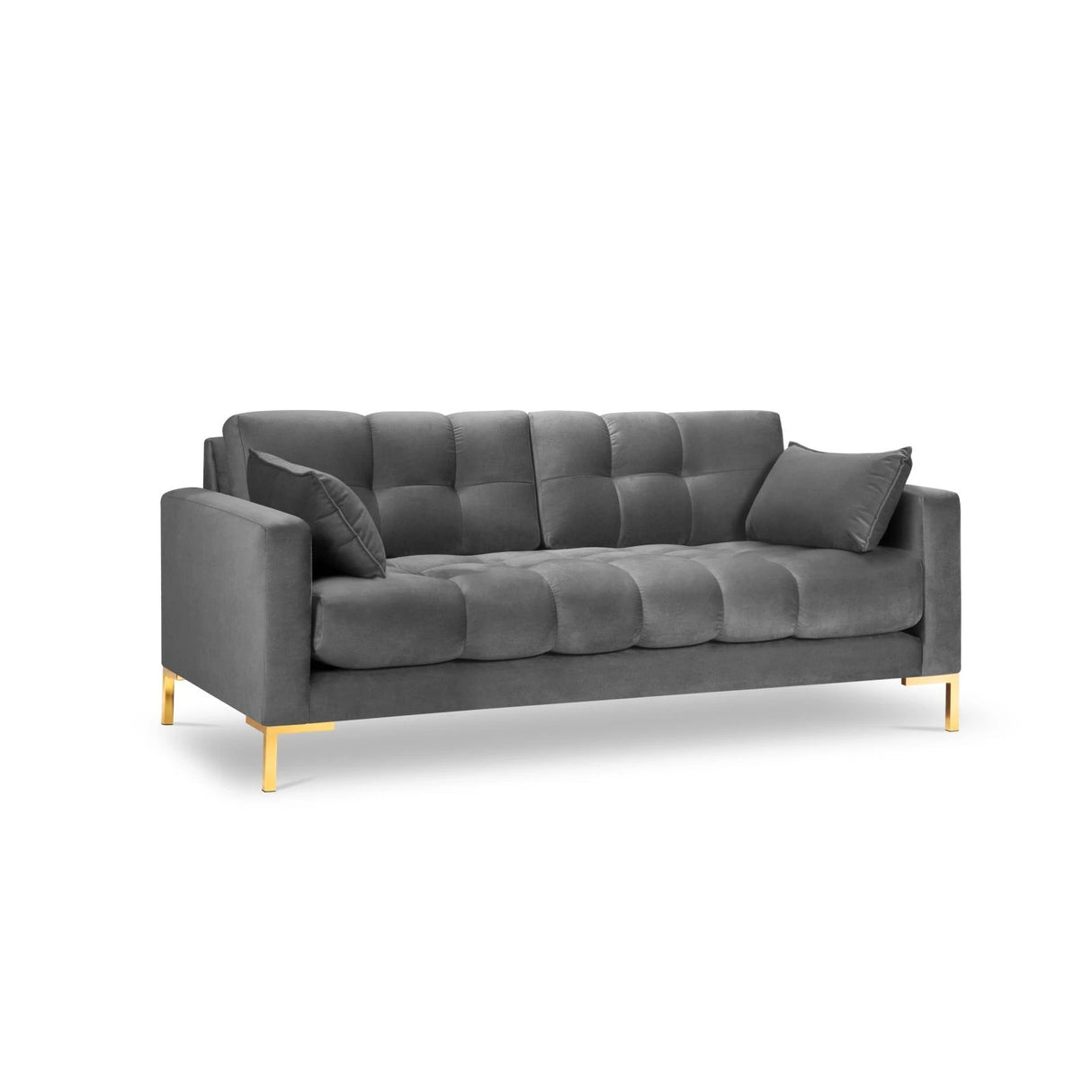 Mamaia 2-Sitzer Sofa, Beine Goldmetall, mit Bezug aus Samt (Blu13) in Hellgrau, 152x96 cm – Bild 1