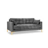 Mamaia 2-Sitzer Sofa, Beine Goldmetall, mit Bezug aus Samt (Blu13) in Hellgrau, 152x96 cm – Bild 1