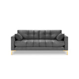 Mamaia 2-Sitzer Sofa, Beine Goldmetall, mit Bezug aus Samt (Blu13) in Hellgrau, 152x96 cm – Bild 4