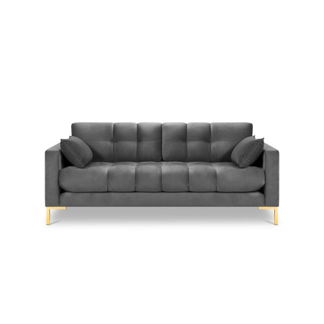 Mamaia 2-Sitzer Sofa, Beine Goldmetall, mit Bezug aus Samt (Blu13) in Hellgrau, 152x96 cm – Bild 4