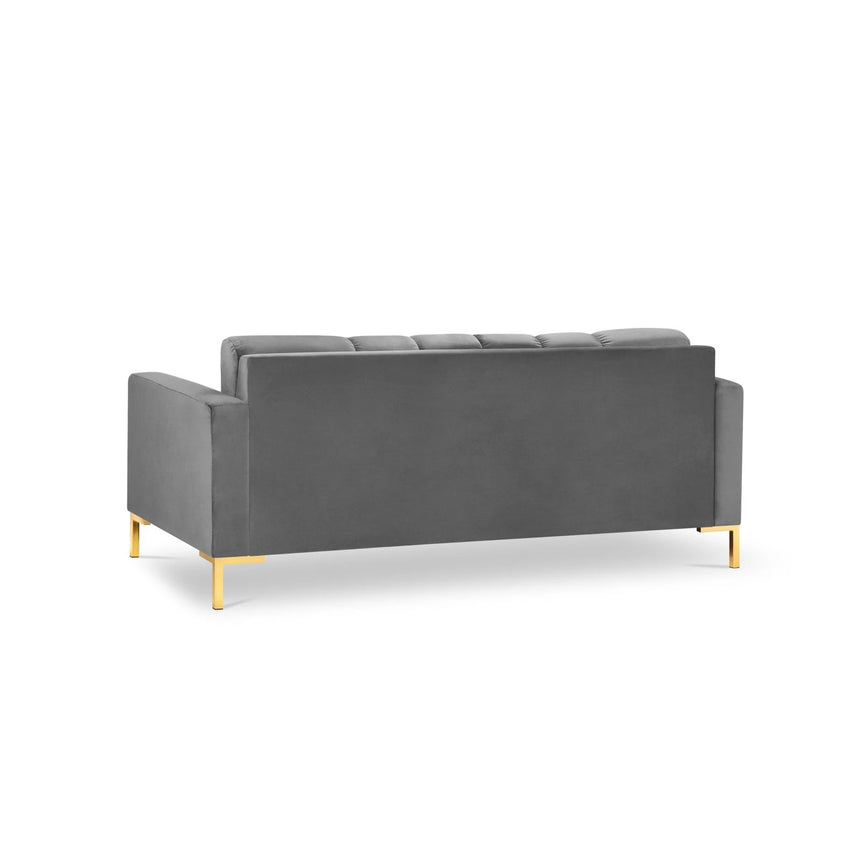 Mamaia 2-Sitzer Sofa, Beine Goldmetall, mit Bezug aus Samt (Blu13) in Hellgrau, 152x96 cm – Bild 5