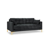 Mamaia 2-Sitzer Sofa, Beine Goldmetall, mit Bezug aus Samt (Blu18) in Dunkelgrau, 152x96 cm – Bild 1