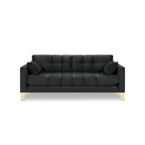 Mamaia 2-Sitzer Sofa, Beine Goldmetall, mit Bezug aus Samt (Blu18) in Dunkelgrau, 152x96 cm – Bild 4