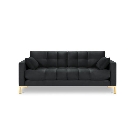 Mamaia 2-Sitzer Sofa, Beine Goldmetall, mit Bezug aus Samt (Blu18) in Dunkelgrau, 152x96 cm – Bild 4
