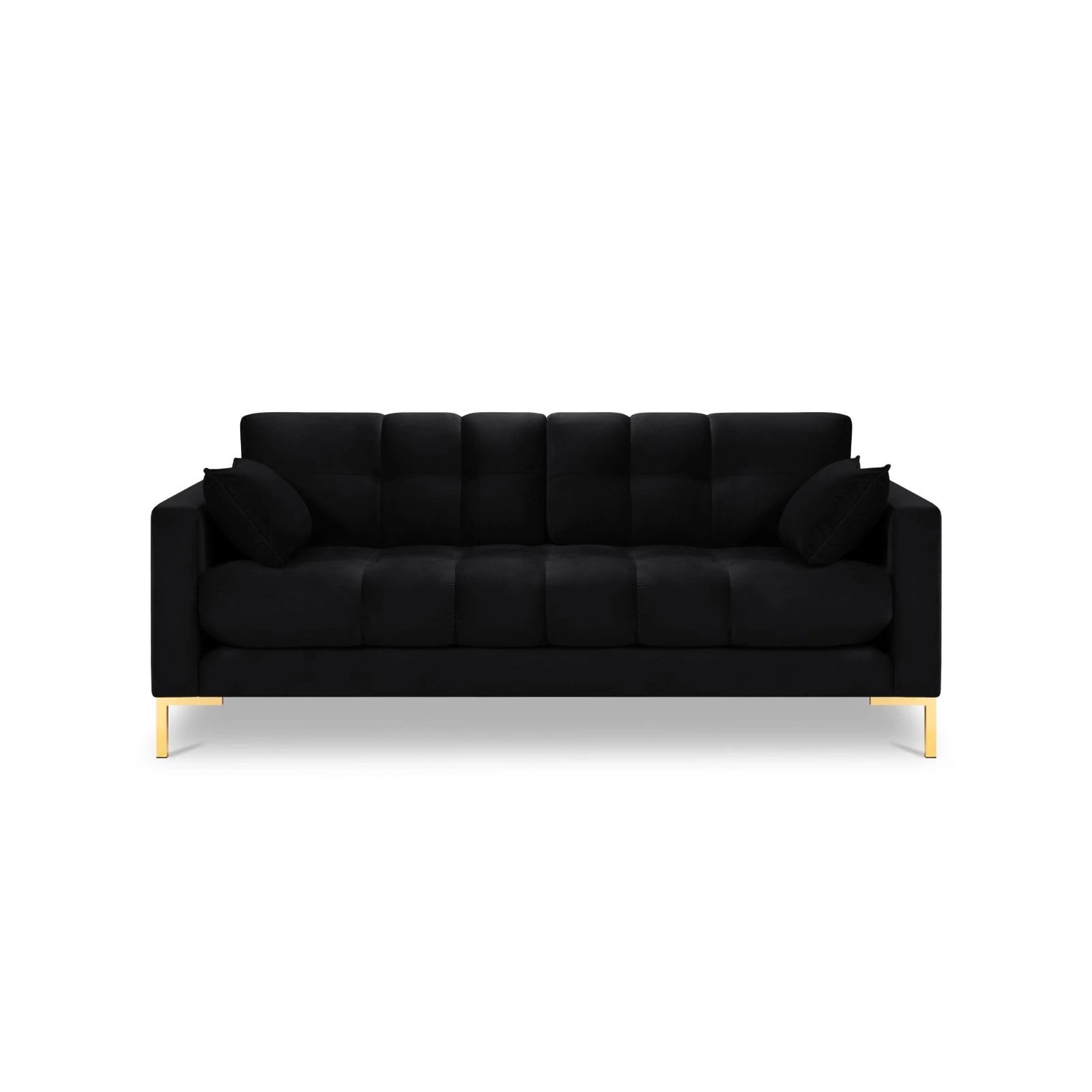 Mamaia 2-Sitzer Sofa, Beine Goldmetall, mit Bezug aus Samt (Blu19) in Schwarz, 152x96 cm – Bild 4