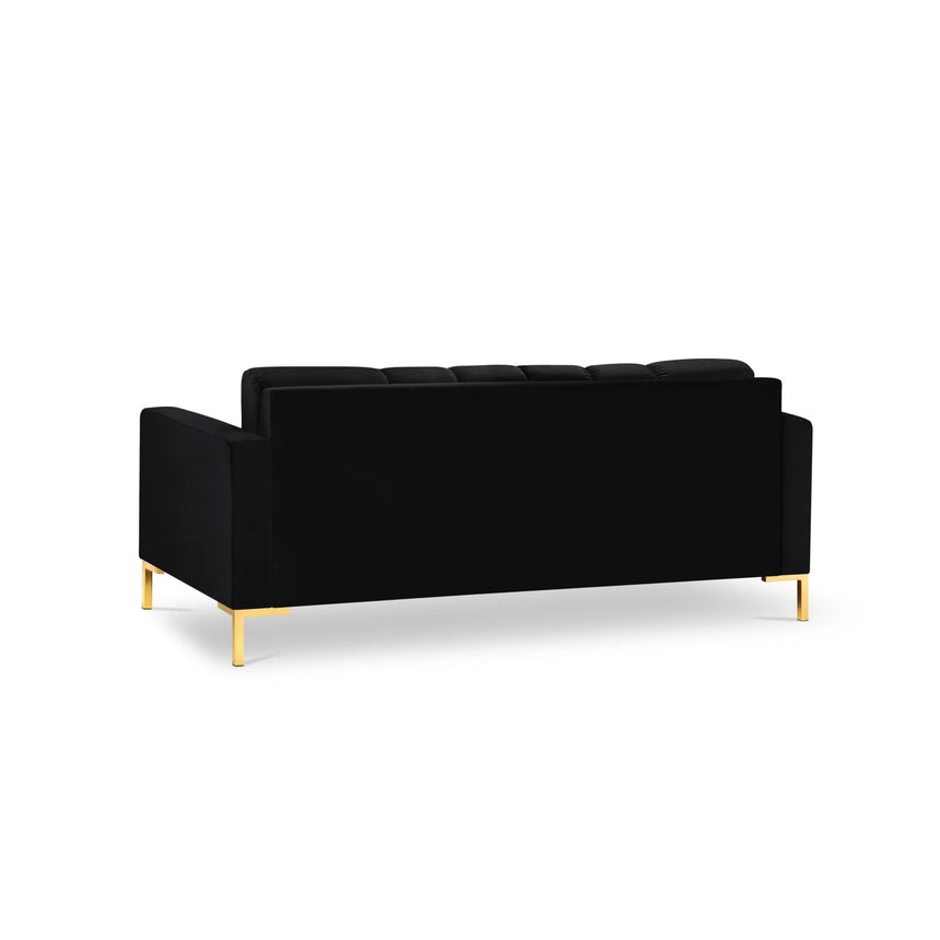 Mamaia 2-Sitzer Sofa, Beine Goldmetall, mit Bezug aus Samt (Blu19) in Schwarz, 152x96 cm – Bild 5