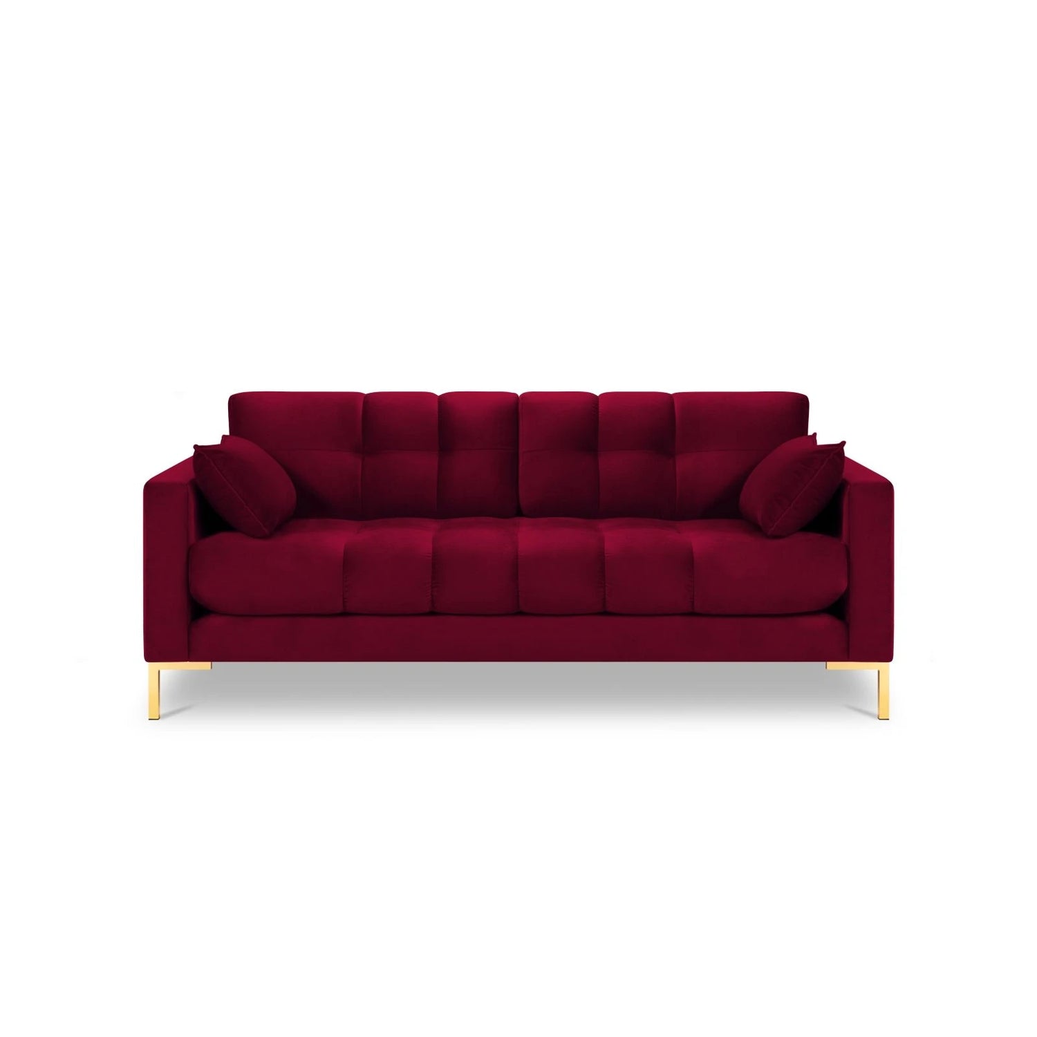 Mamaia 2-Sitzer Sofa, Beine Goldmetall, mit Bezug aus Samt (Blu59) in Rot, 152x96 cm – Bild 4