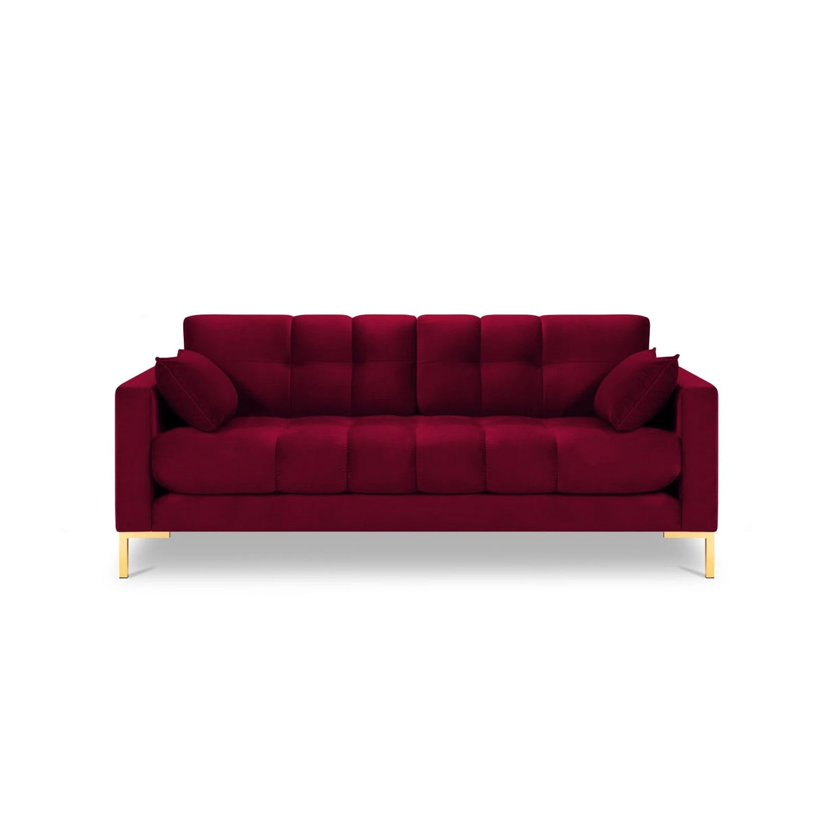 Mamaia 2-Sitzer Sofa, Beine Goldmetall, mit Bezug aus Samt (Blu59) in Rot, 152x96 cm – Bild 4