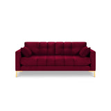 Mamaia 2-Sitzer Sofa, Beine Goldmetall, mit Bezug aus Samt (Blu59) in Rot, 152x96 cm – Bild 4
