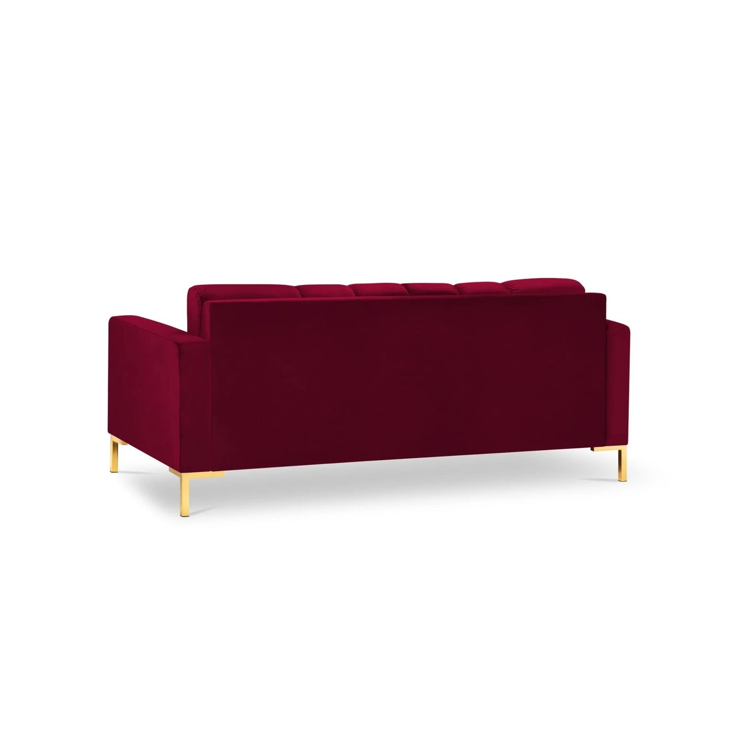 Mamaia 2-Sitzer Sofa, Beine Goldmetall, mit Bezug aus Samt (Blu59) in Rot, 152x96 cm – Bild 5