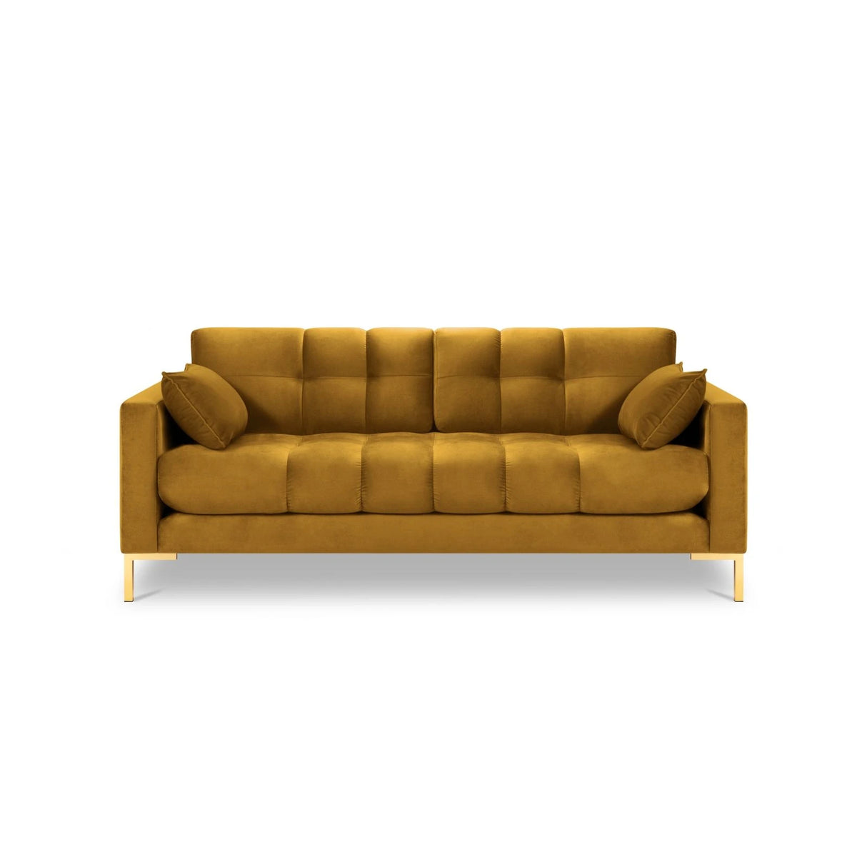 Mamaia 2-Sitzer Sofa, Beine Goldmetall, mit Bezug aus Samt (Blu68) in Gelb, 152x96 cm – Bild 4