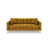 Mamaia 2-Sitzer Sofa, Beine Goldmetall, mit Bezug aus Samt (Blu68) in Gelb, 152x96 cm – Bild 4