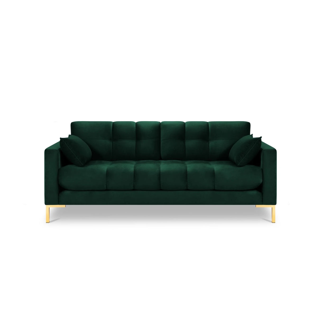 Mamaia 2-Sitzer Sofa, Beine Goldmetall, mit Bezug aus Samt (Blu78) in Flaschengrün, 152x96 cm – Bild 4