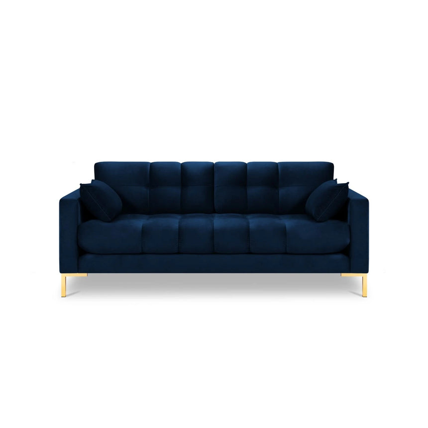 Mamaia 2-Sitzer Sofa, Beine Goldmetall, mit Bezug aus Samt (Blu86) in Königsblau, 152x96 cm – Bild 4