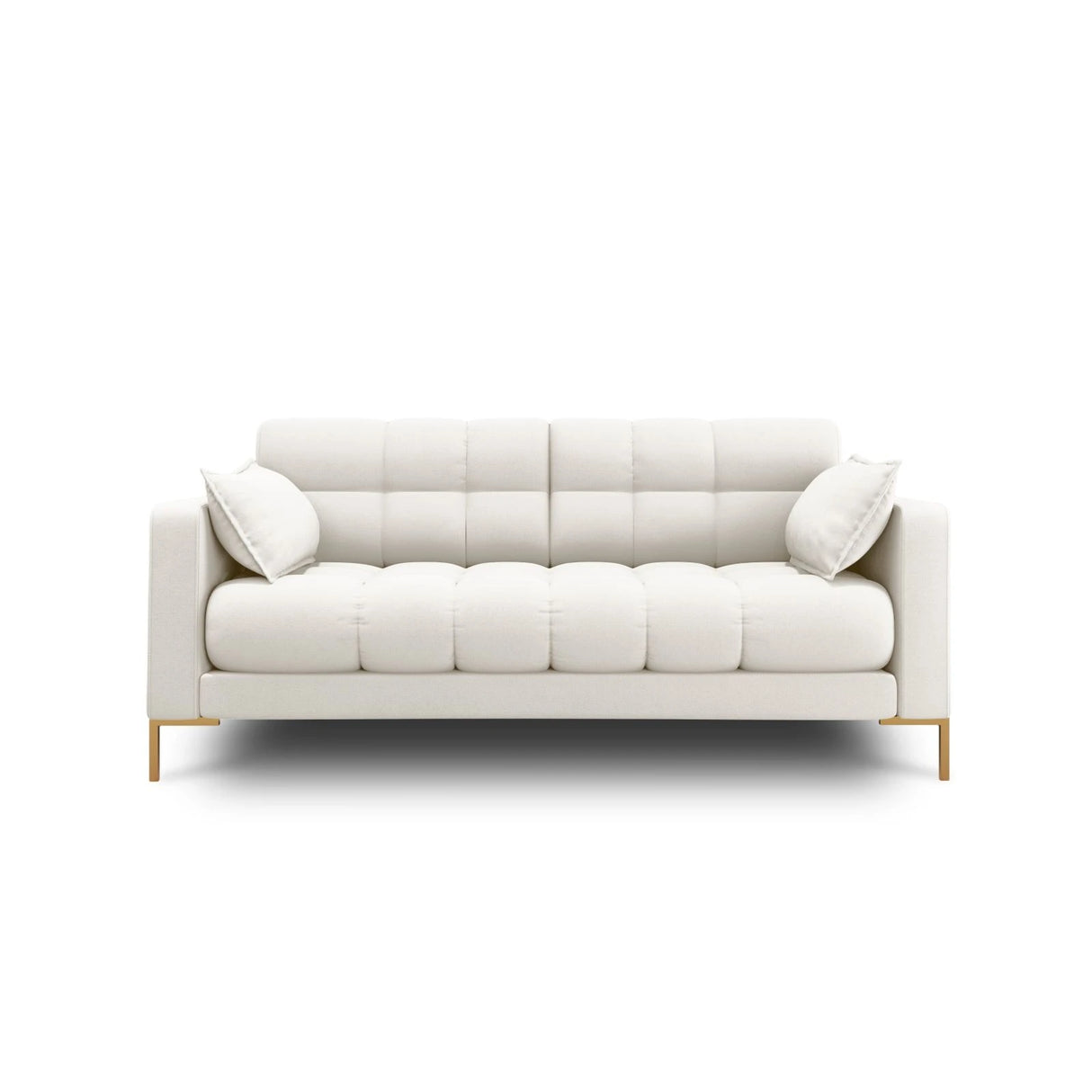 Mamaia 2-Sitzer Sofa, Beine Goldmetall, mit Bezug aus Samt oder Strukturstoff, 152x96 cm – Bild 1