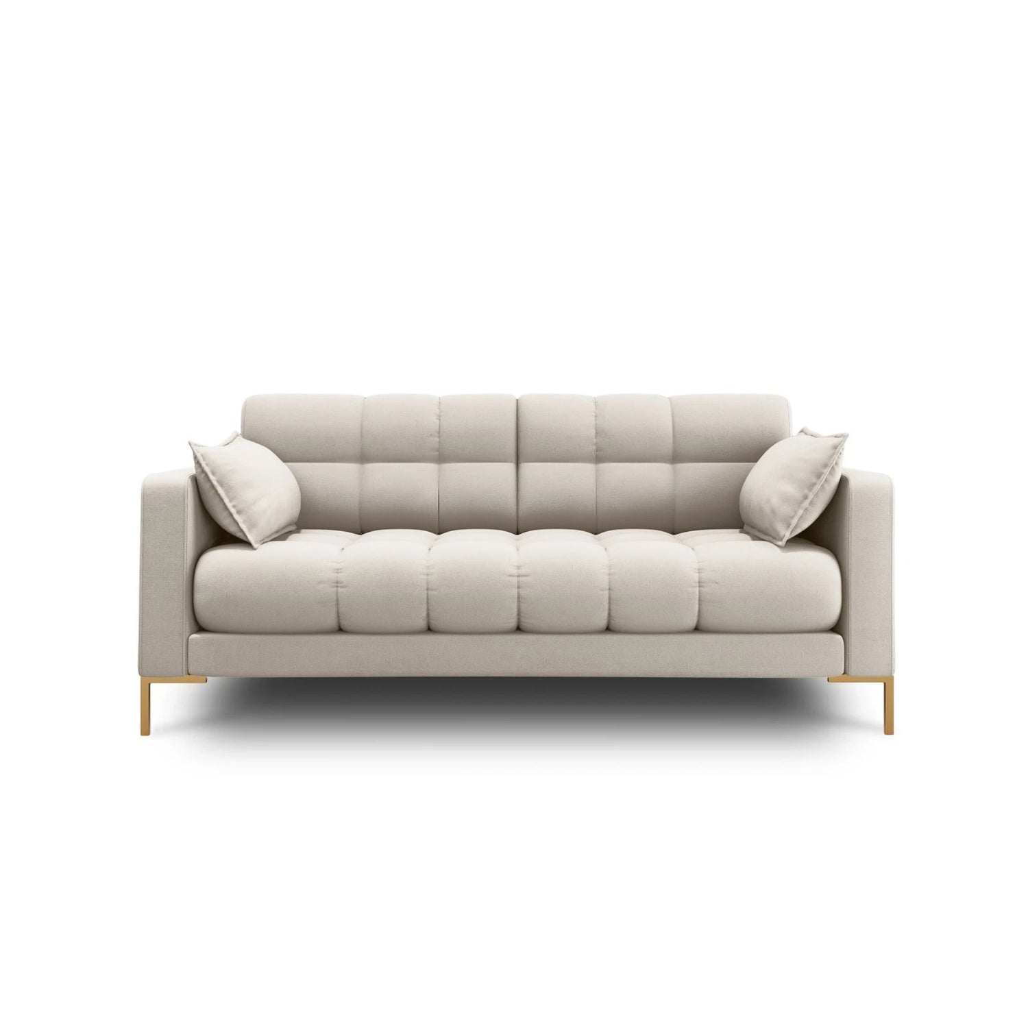 Mamaia 2-Sitzer Sofa, Beine Goldmetall, mit Bezug aus Strukturierter Stoff (Nev04) in Beige, 152x96 cm – Bild 1