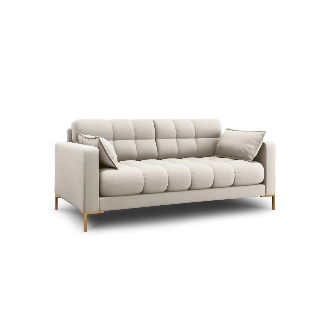 Mamaia 2-Sitzer Sofa, Beine Goldmetall, mit Bezug aus Strukturierter Stoff (Nev04) in Beige, 152x96 cm – Bild 3