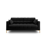 Mamaia 2-Sitzer Sofa, Beine Goldmetall, mit Bezug aus Strukturierter Stoff (Nev100) in Schwarz, 152x96 cm – Bild 1