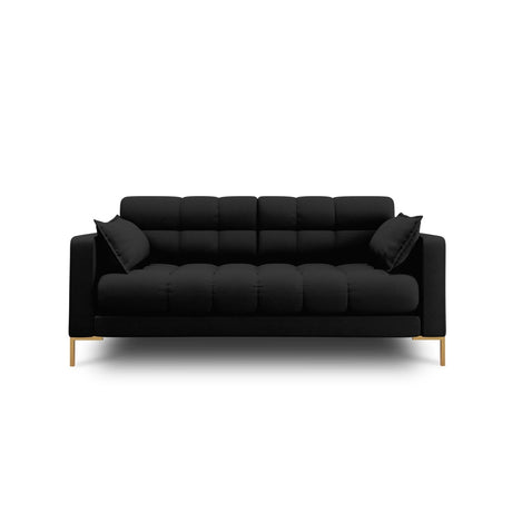 Mamaia 2-Sitzer Sofa, Beine Goldmetall, mit Bezug aus Strukturierter Stoff (Nev100) in Schwarz, 152x96 cm – Bild 1