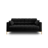 Mamaia 2-Sitzer Sofa, Beine Goldmetall, mit Bezug aus Strukturierter Stoff (Nev100) in Schwarz, 152x96 cm – Bild 1