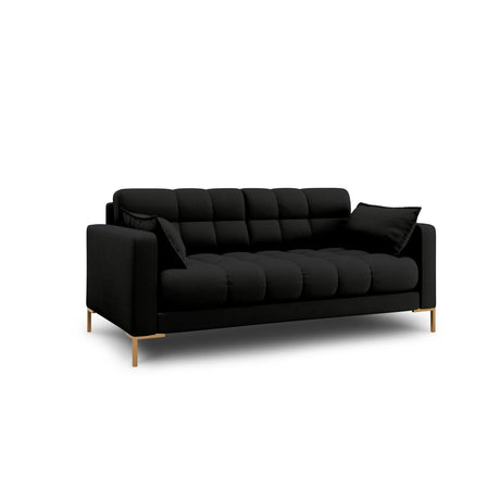 Mamaia 2-Sitzer Sofa, Beine Goldmetall, mit Bezug aus Strukturierter Stoff (Nev100) in Schwarz, 152x96 cm – Bild 3