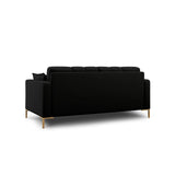 Mamaia 2-Sitzer Sofa, Beine Goldmetall, mit Bezug aus Strukturierter Stoff (Nev100) in Schwarz, 152x96 cm – Bild 4