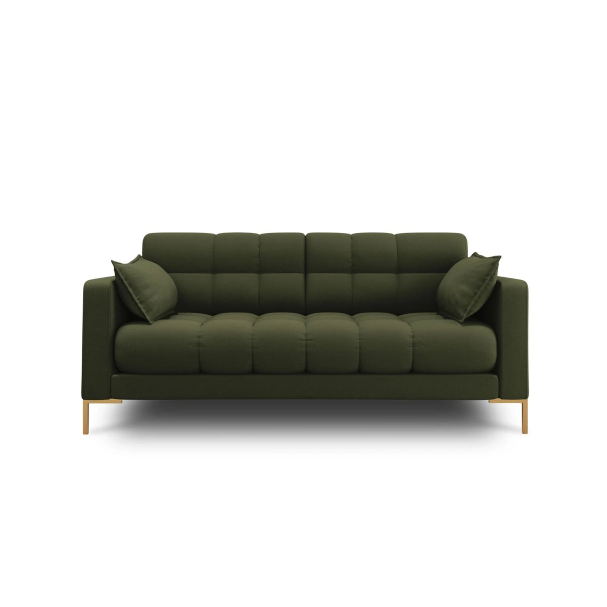 Mamaia 2-Sitzer Sofa, Beine Goldmetall, mit Bezug aus Strukturierter Stoff (Nev39) in Grün, 152x96 cm – Bild 1