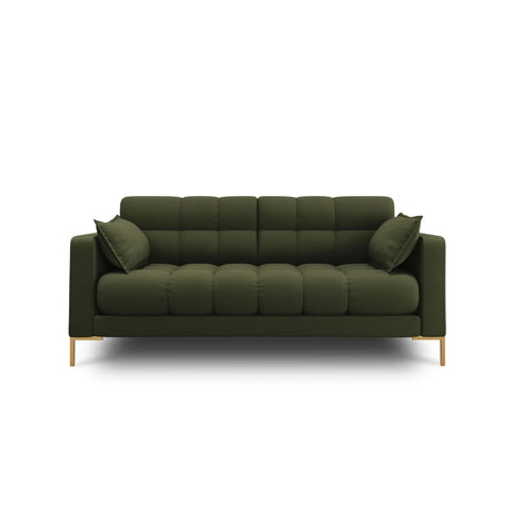 Mamaia 2-Sitzer Sofa, Beine Goldmetall, mit Bezug aus Strukturierter Stoff (Nev39) in Grün, 152x96 cm – Bild 1