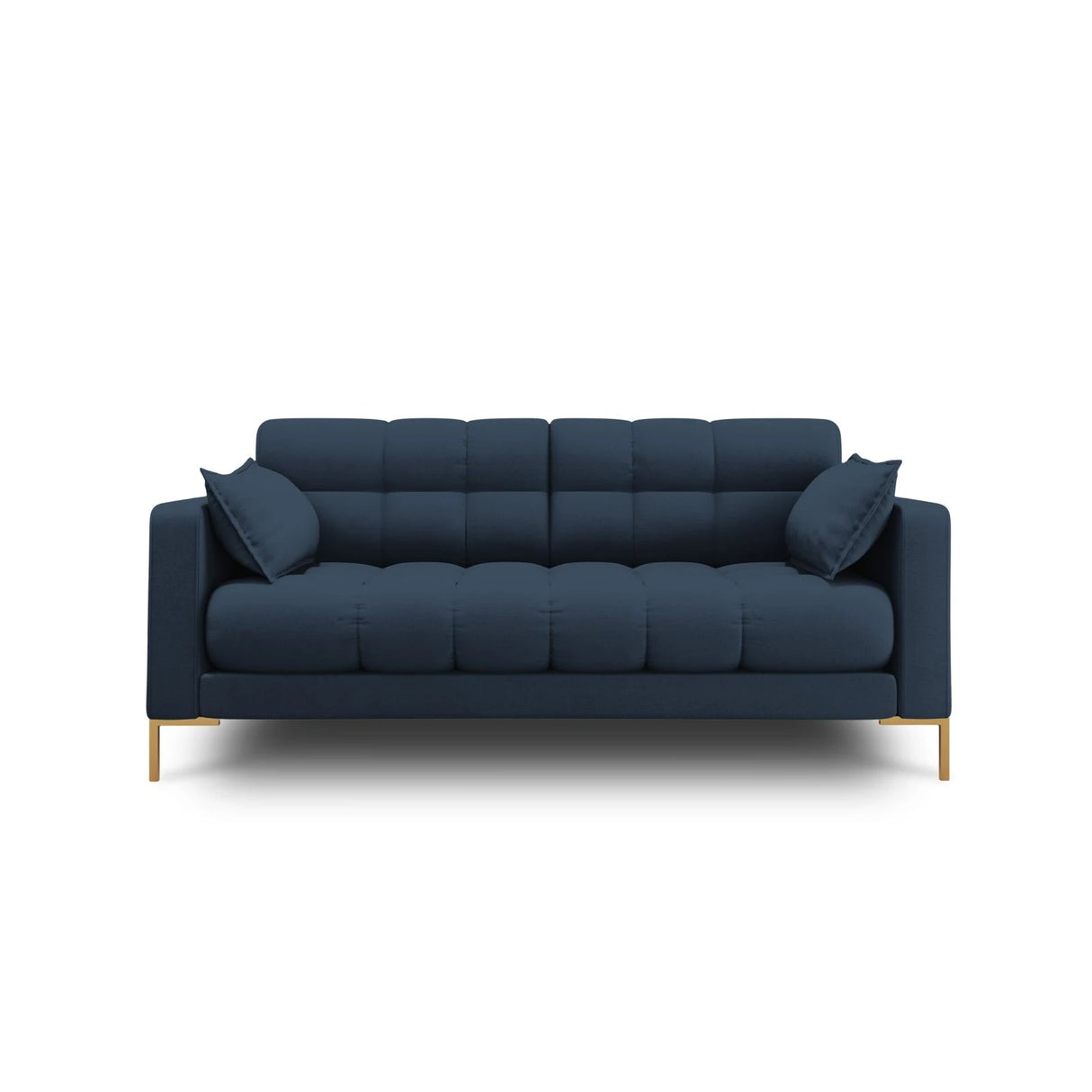 Mamaia 2-Sitzer Sofa, Beine Goldmetall, mit Bezug aus Strukturierter Stoff (Nev77) in Blau, 152x96 cm – Bild 1