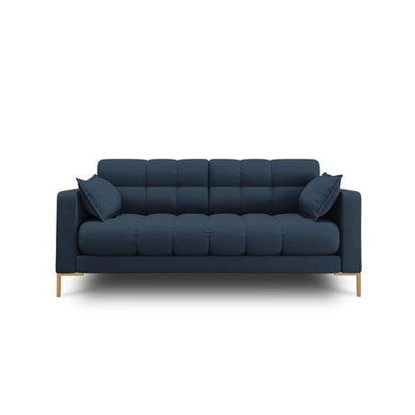 Mamaia 2-Sitzer Sofa, Beine Goldmetall, mit Bezug aus Strukturierter Stoff (Nev77) in Blau, 152x96 cm – Bild 1
