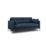 Mamaia 2-Sitzer Sofa, Beine Goldmetall, mit Bezug aus Strukturierter Stoff (Nev77) in Blau, 152x96 cm – Bild 3