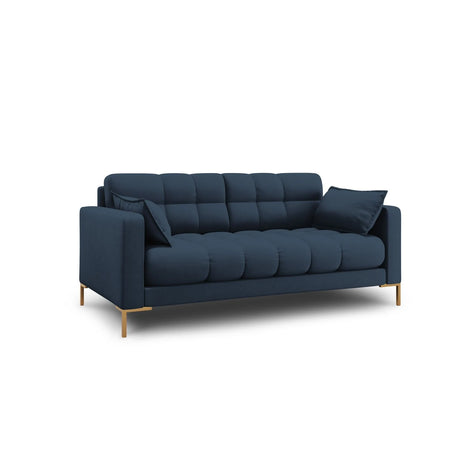 Mamaia 2-Sitzer Sofa, Beine Goldmetall, mit Bezug aus Strukturierter Stoff (Nev77) in Blau, 152x96 cm – Bild 3