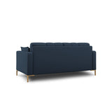 Mamaia 2-Sitzer Sofa, Beine Goldmetall, mit Bezug aus Strukturierter Stoff (Nev77) in Blau, 152x96 cm – Bild 4