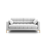 Mamaia 2-Sitzer Sofa, Beine Goldmetall, mit Bezug aus Strukturierter Stoff (Nev80) in Hellgrau, 152x96 cm – Bild 1