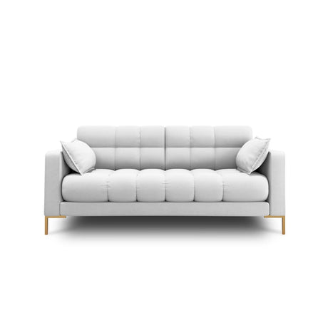 Mamaia 2-Sitzer Sofa, Beine Goldmetall, mit Bezug aus Strukturierter Stoff (Nev80) in Hellgrau, 152x96 cm – Bild 1