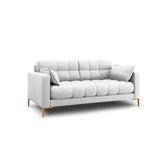 Mamaia 2-Sitzer Sofa, Beine Goldmetall, mit Bezug aus Strukturierter Stoff (Nev80) in Hellgrau, 152x96 cm – Bild 3