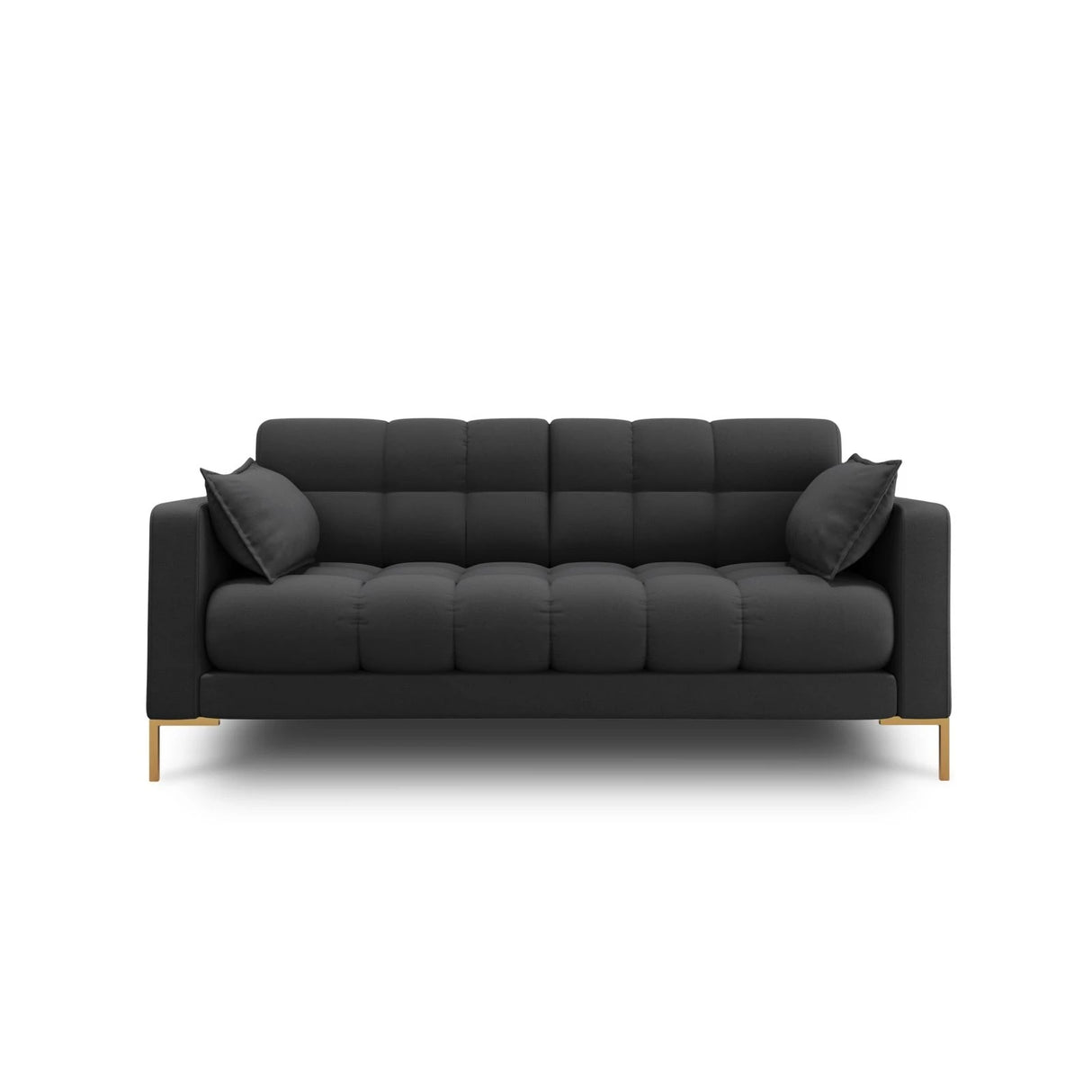 Mamaia 2-Sitzer Sofa, Beine Goldmetall, mit Bezug aus Strukturierter Stoff (Nev97) in Dunkelgrau, 152x96 cm – Bild 1