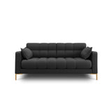 Mamaia 2-Sitzer Sofa, Beine Goldmetall, mit Bezug aus Strukturierter Stoff (Nev97) in Dunkelgrau, 152x96 cm – Bild 1