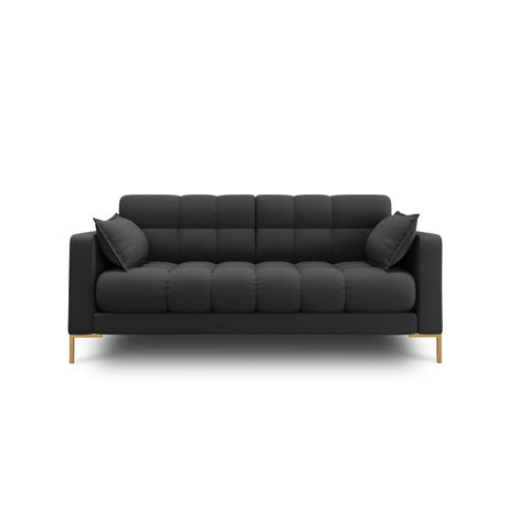 Mamaia 2-Sitzer Sofa, Beine Goldmetall, mit Bezug aus Strukturierter Stoff (Nev97) in Dunkelgrau, 152x96 cm – Bild 1