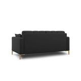 Mamaia 2-Sitzer Sofa, Beine Goldmetall, mit Bezug aus Strukturierter Stoff (Nev97) in Dunkelgrau, 152x96 cm – Bild 4