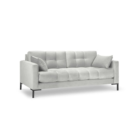 Mamaia 2-Sitzer Sofa, Metallbeine Schwarz, mit Bezug aus Samt (Blu03) in Silber, 152x96 cm – Bild 1