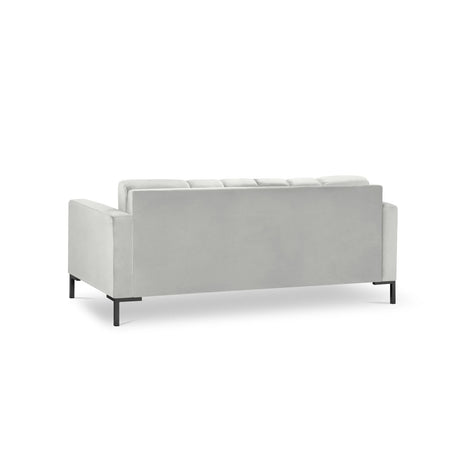 Mamaia 2-Sitzer Sofa, Metallbeine Schwarz, mit Bezug aus Samt (Blu03) in Silber, 152x96 cm – Bild 5