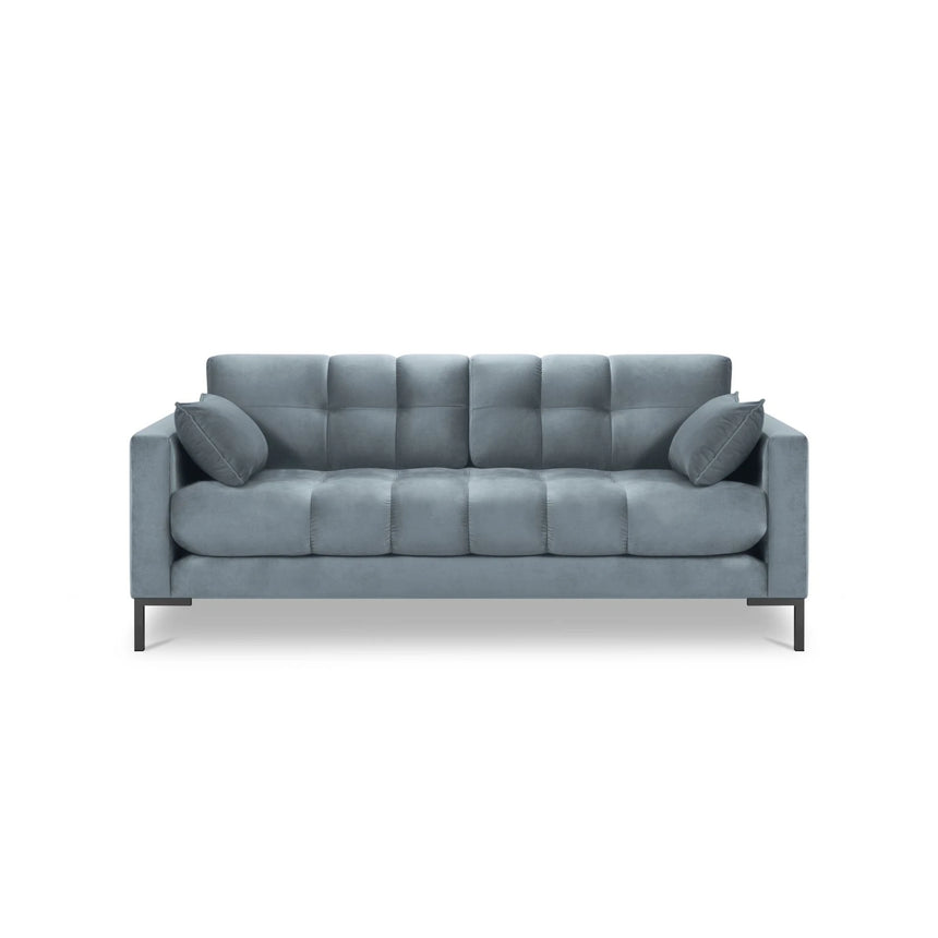 Mamaia 2-Sitzer Sofa, Metallbeine Schwarz, mit Bezug aus Samt (Blu06) in Hellblau, 152x96 cm – Bild 4