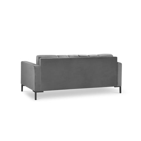 Mamaia 2-Sitzer Sofa, Metallbeine Schwarz, mit Bezug aus Samt (Blu13) in Hellgrau, 152x96 cm – Bild 5