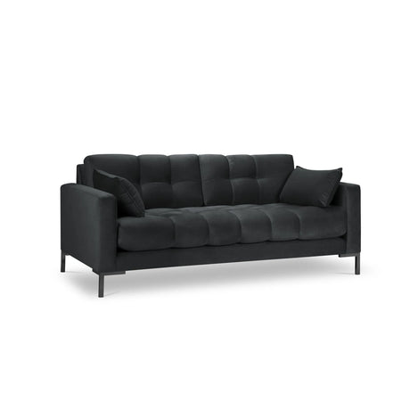 Mamaia 2-Sitzer Sofa, Metallbeine Schwarz, mit Bezug aus Samt (Blu18) in Dunkelgrau, 152x96 cm – Bild 1