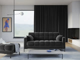 Mamaia 2-Sitzer Sofa, Metallbeine Schwarz, mit Bezug aus Samt (Blu18) in Dunkelgrau, 152x96 cm – Bild 2