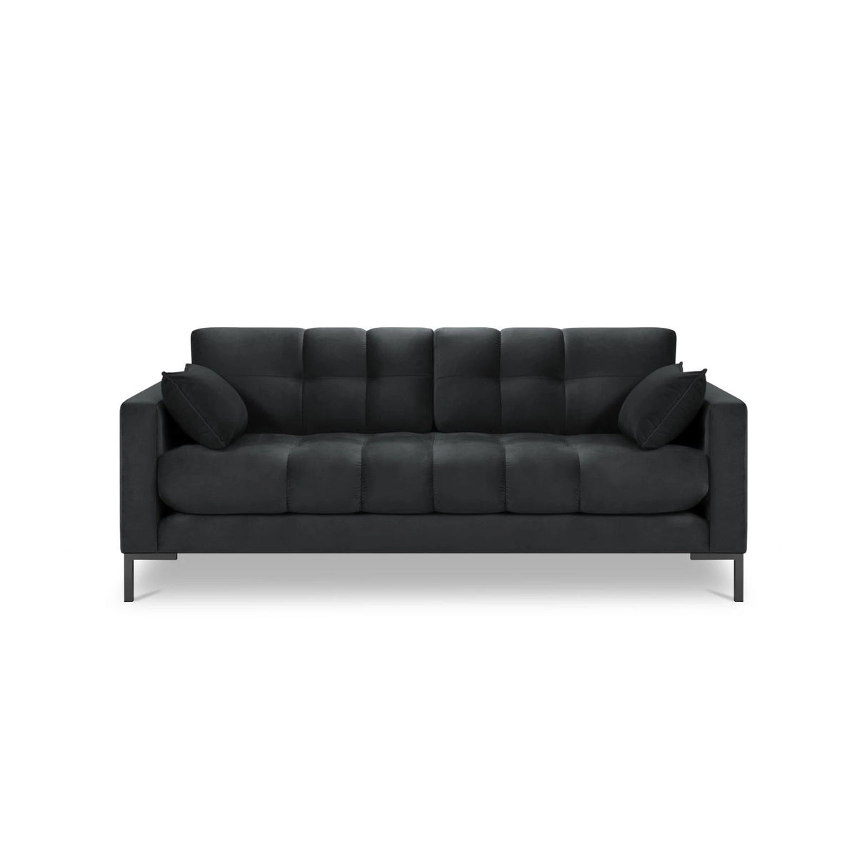 Mamaia 2-Sitzer Sofa, Metallbeine Schwarz, mit Bezug aus Samt (Blu18) in Dunkelgrau, 152x96 cm – Bild 4